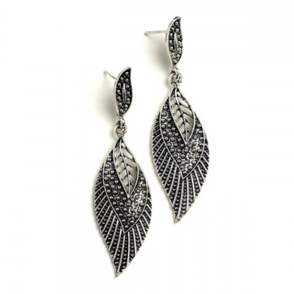 Boho Dangling Etched Leaf Earrings